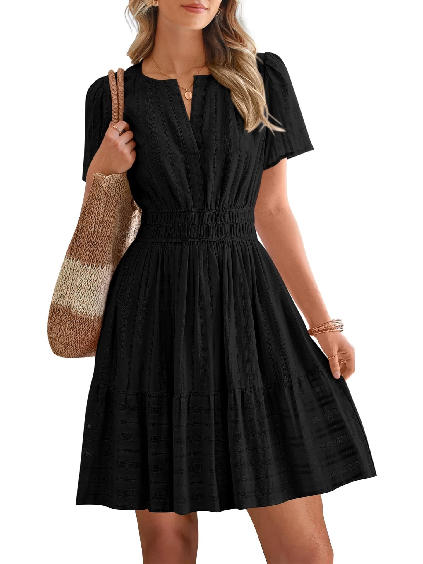 Women's V-Neck Tiered Casual Dress