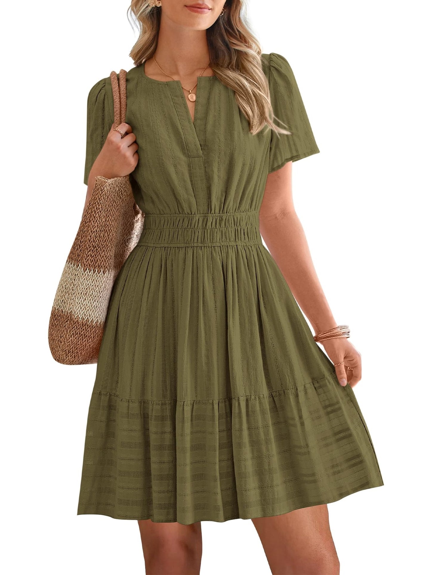 Women's V-Neck Tiered Casual Dress