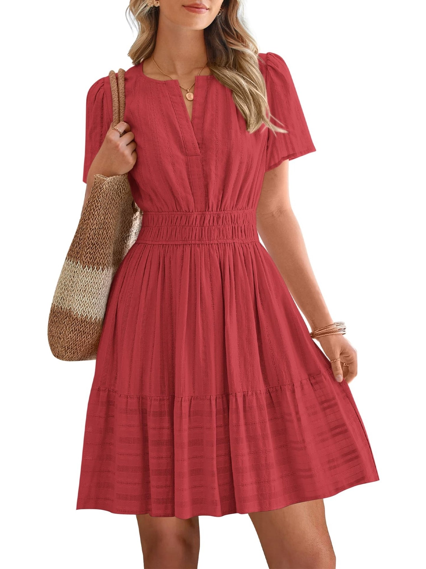 Women's V-Neck Tiered Casual Dress