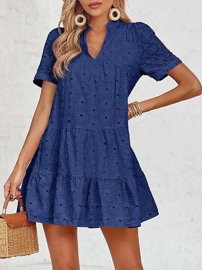 Women's Summer Eyelet Casual Flowy Babydoll Dresses