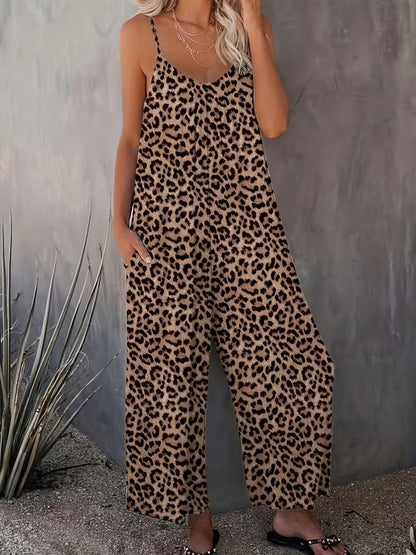 Women's Spaghetti Strap Wide Leg Jumpsuit with Pockets