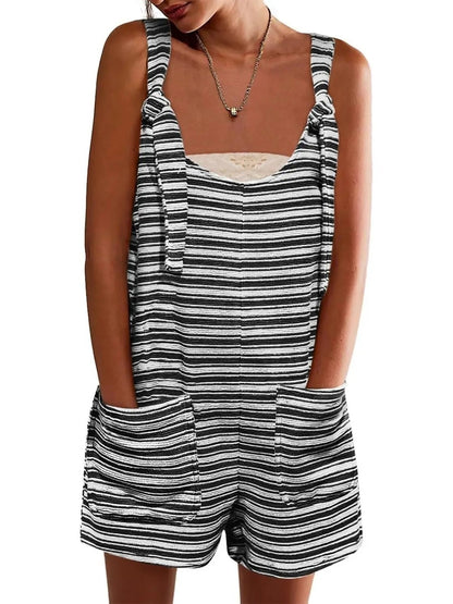 Women's Striped Overall Shorts