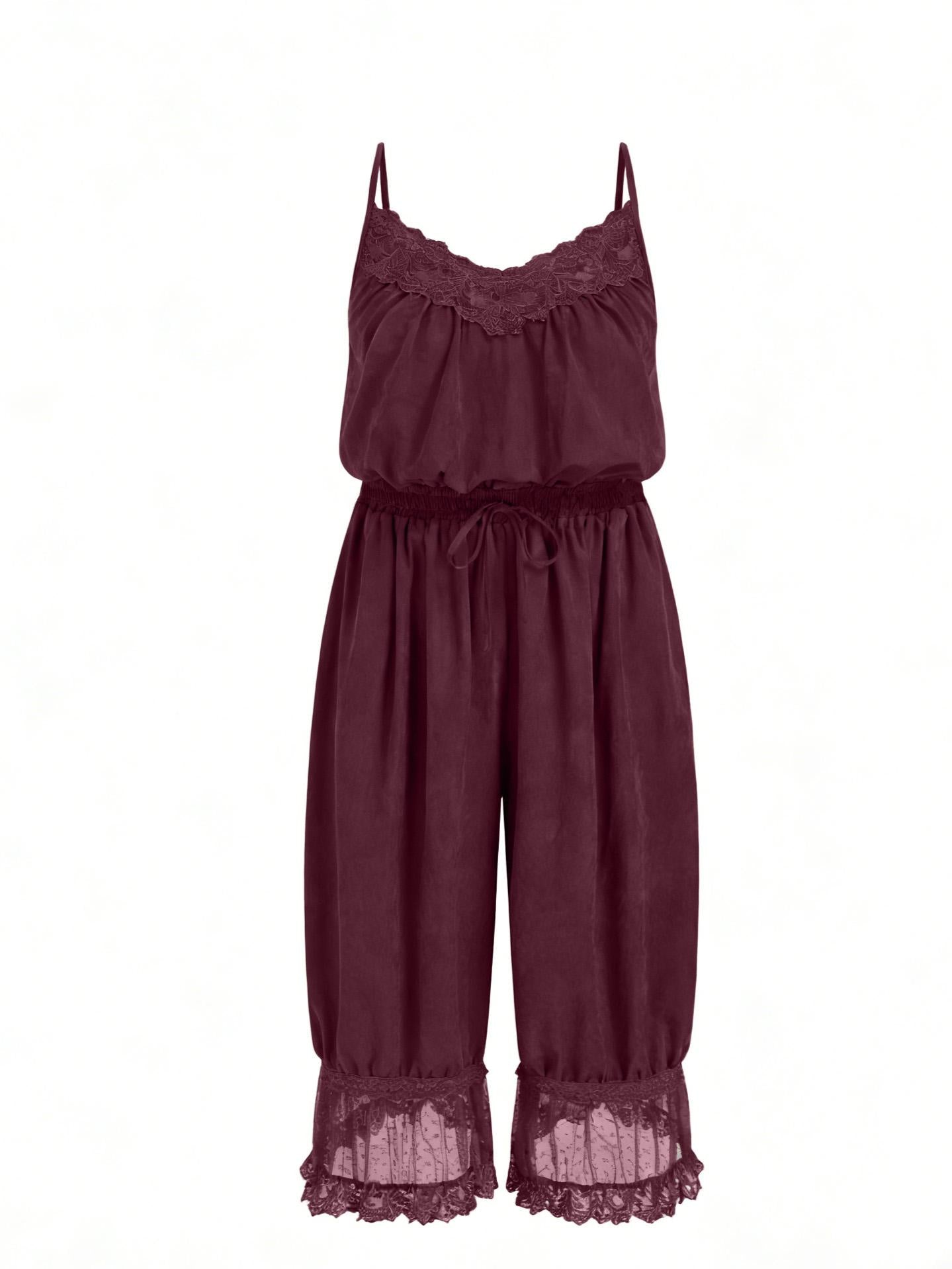 Women's Lace Trim Cami Capri Jumpsuit