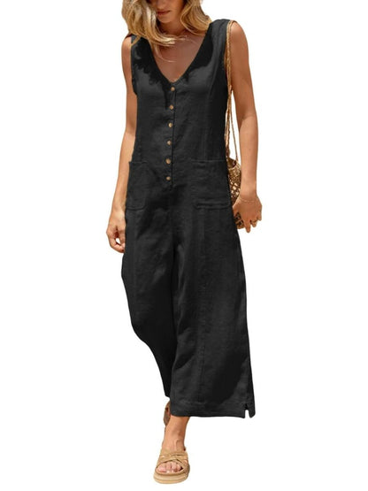 Women's Loose Fit Sleeveless Wide Leg Overalls
