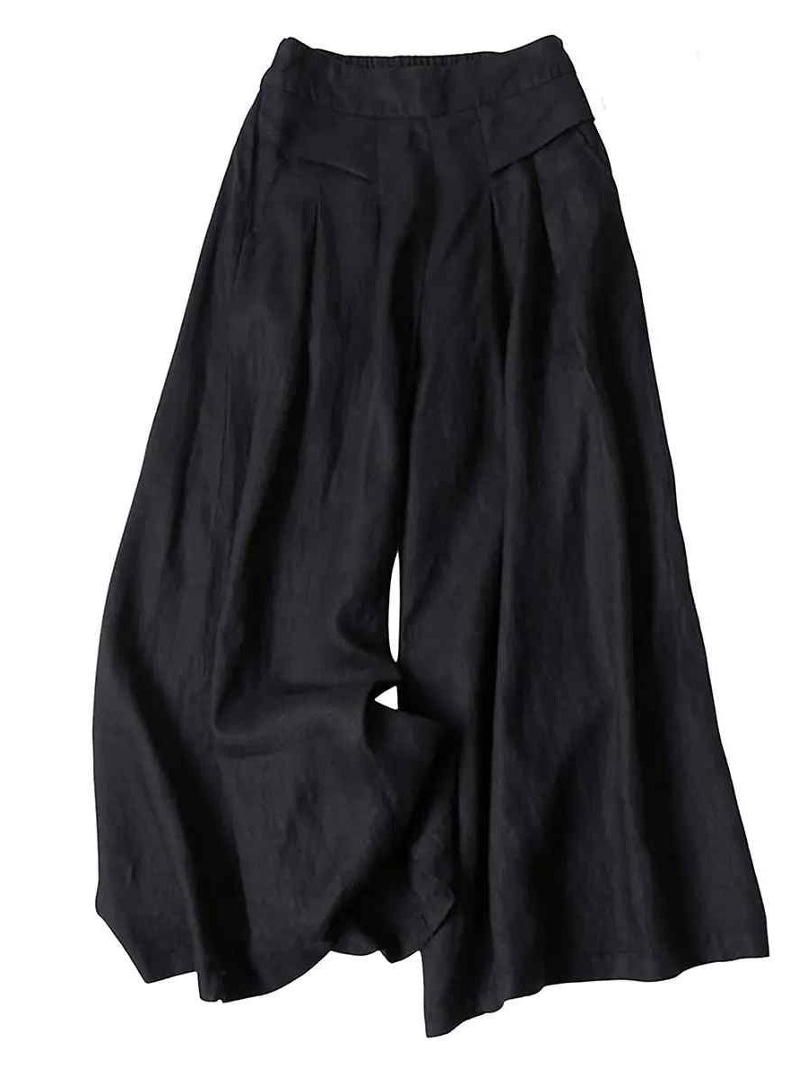 Women's Linen Cropped Culottes with Pockets