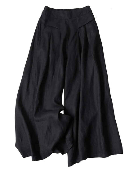 Women's Linen Cropped Culottes with Pockets