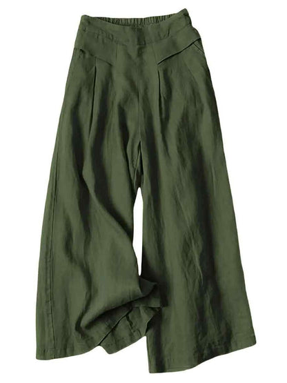 Women's Linen Cropped Culottes with Pockets