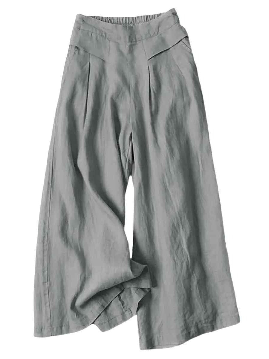 Women's Linen Cropped Culottes with Pockets