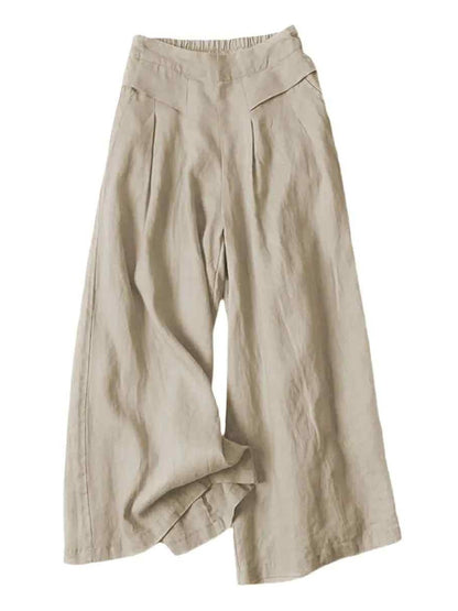Women's Linen Cropped Culottes with Pockets