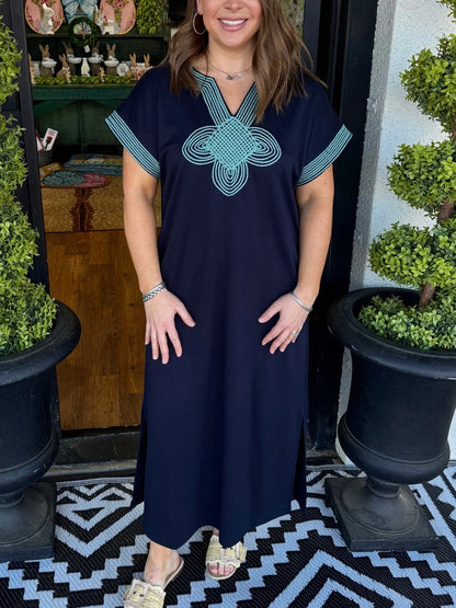 Women's Ethnic Style Relaxed-Fit Tunic Maxi Dress