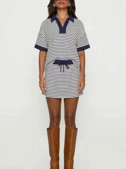 Summer Stripe Oversized Top & Shorts Matching Set