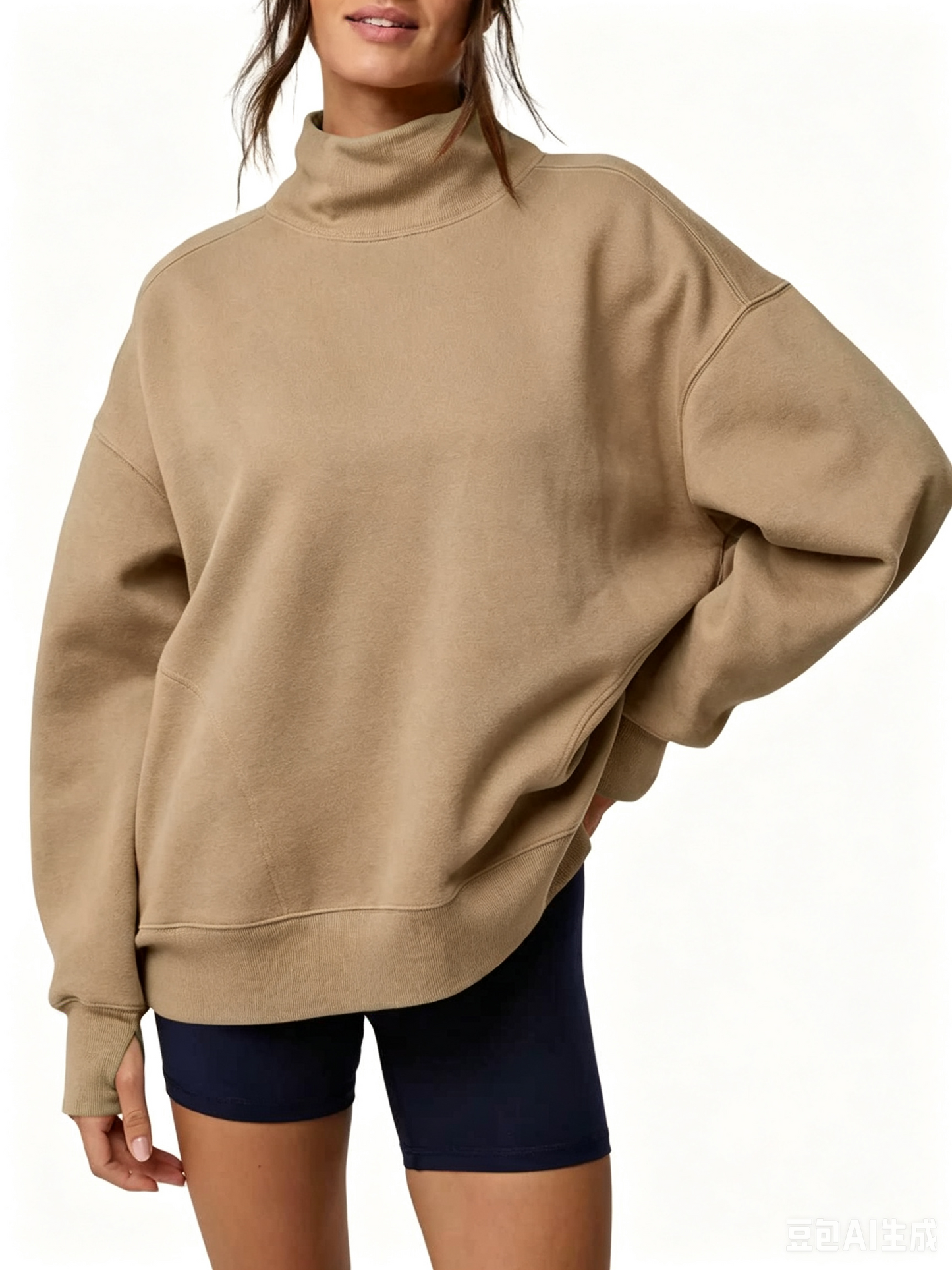 Women's Thumb‑Hole Mock Neck Sweatshirt