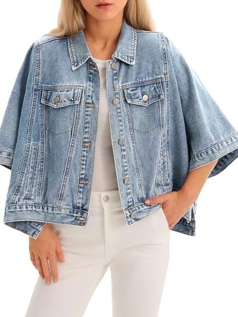 Women's Trendy Fall Cape Denim Jacket