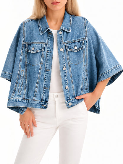 Women's Trendy Fall Cape Denim Jacket