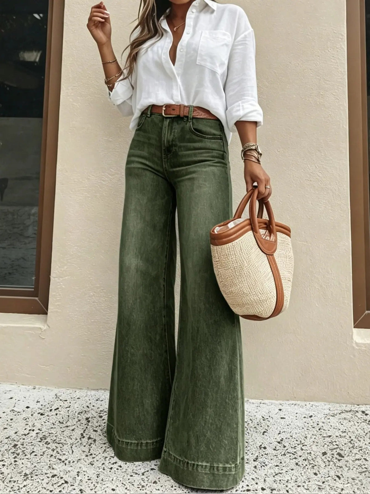 Women's High Waisted Stretchy Baggy Denim Pants