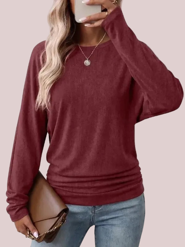 Women's Fall Ruched Hem Lightweight Sweaters