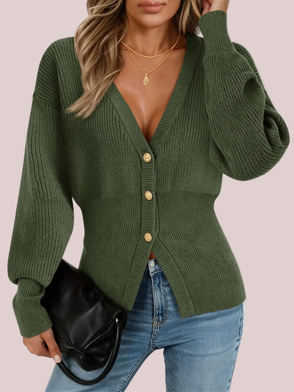 Women's Casual Chic Waist-Cinched Knit Cardigan