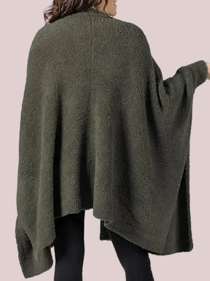 Women's Cozy Plush Poncho Shawl