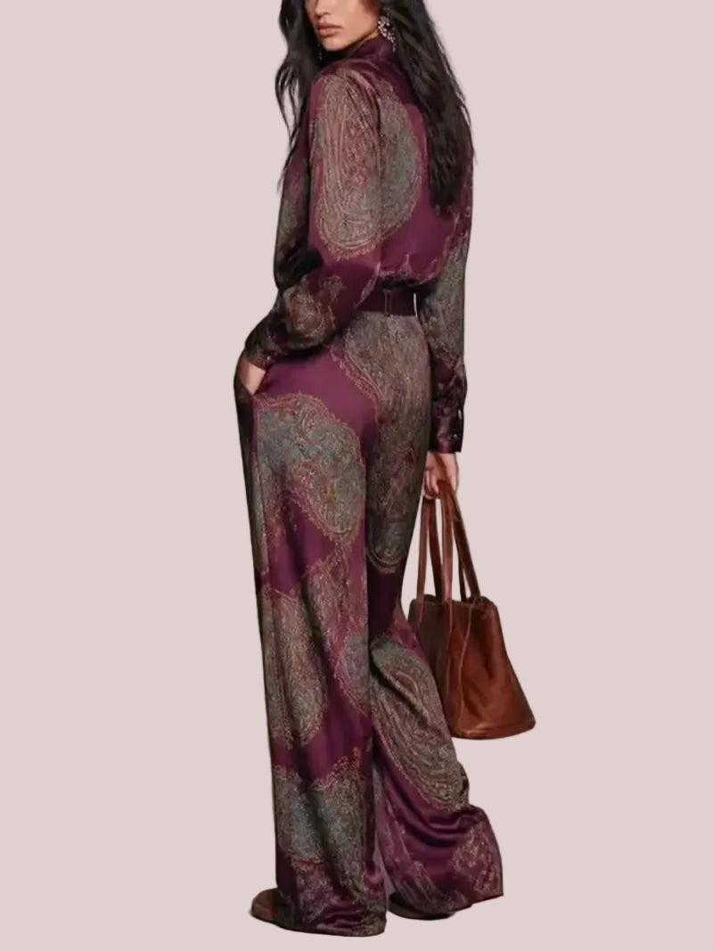 Women's Paisley Print 2 Piece Outfit Set