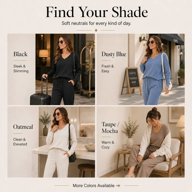 Women's Casual Long Sleeve Wide Leg Pants Set