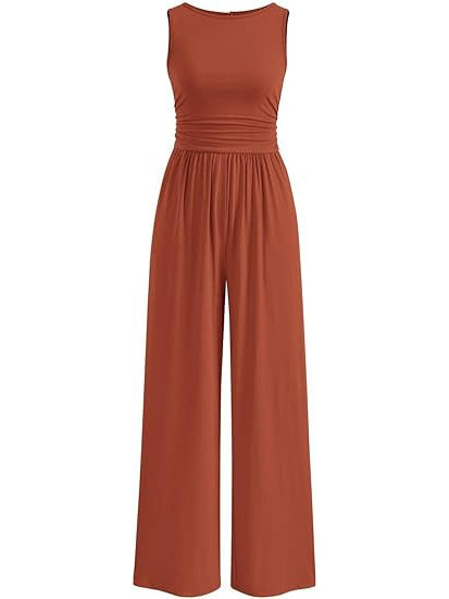 Women's Crewneck Sleeveless Casual Jumpsuit