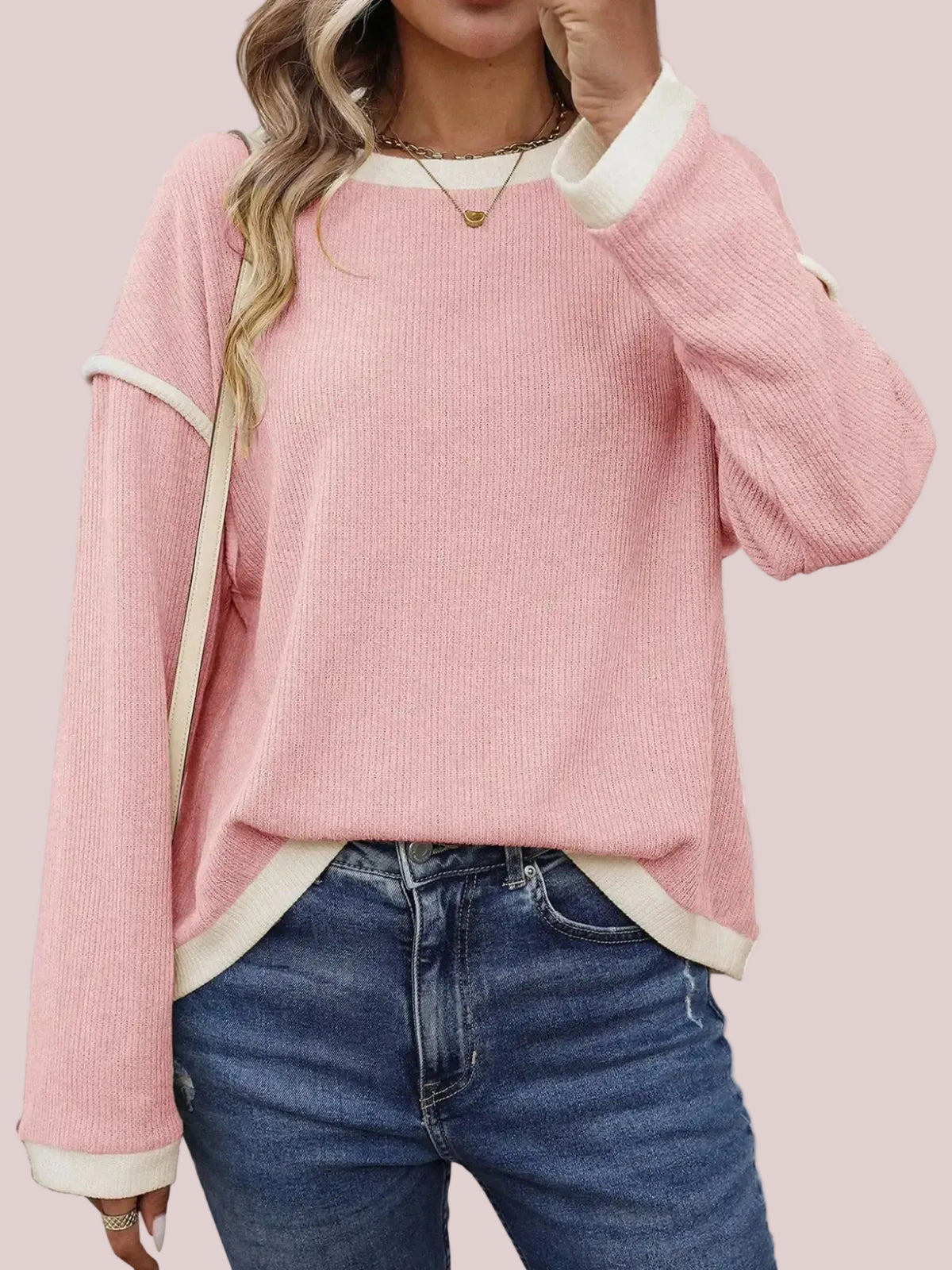 Women's Relaxed Fit Contrast Trim Blouse