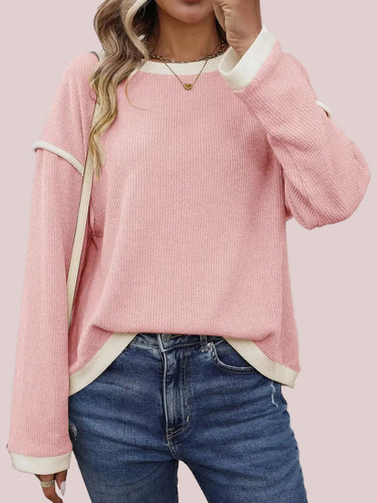 Women's Relaxed Fit Contrast Trim Blouse