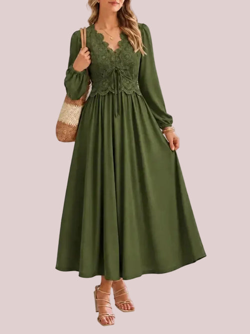 Women's Boho Lace A-Line Midi Dress