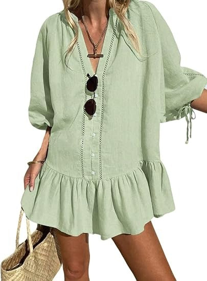 Women's Casual Babydoll Puff Sleeve Dress