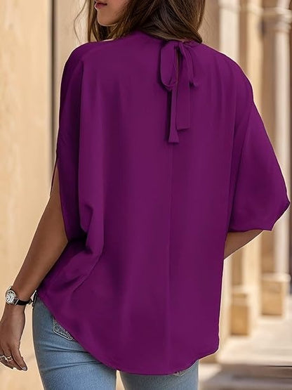 Women's Mock Neck Batwing Sleeve Blouse