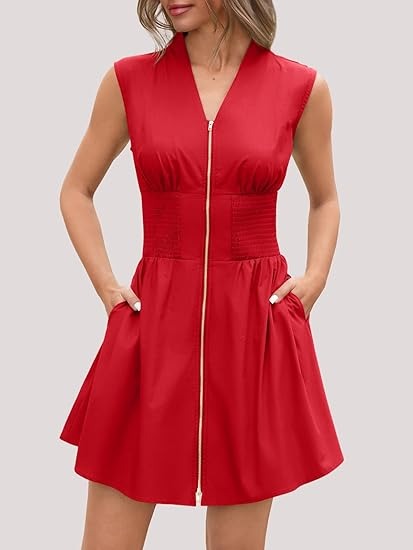 Women's Utility Style Zip Front Tank Dress