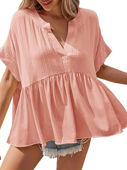Women's Summer V Neck Babydoll Tops