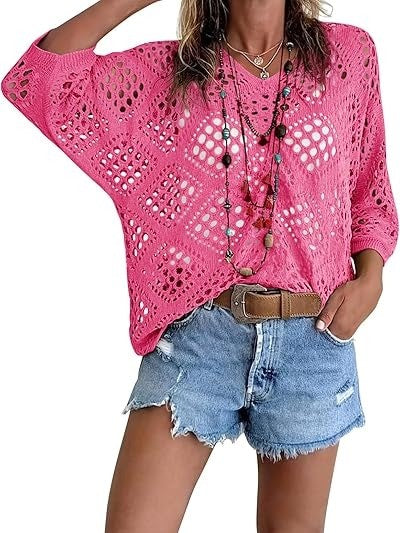 Women's Summer Crochet Cover Up Tops