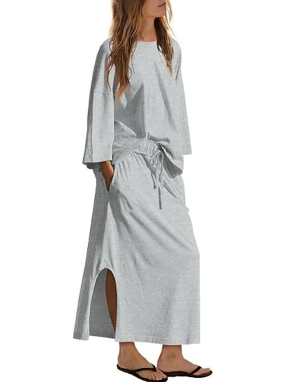 Women's Casual Loose 2‑Piece Maxi Skirt Outfit