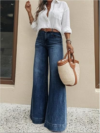 Women's High Waisted Stretchy Baggy Denim Pants