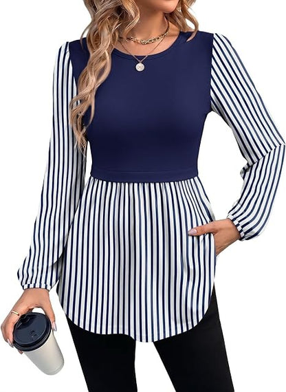 Women's 2026 Fall Fashion Peplum Tunic Tops