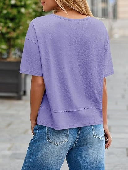 Women's Summer Basic Loose V-Neck Tees