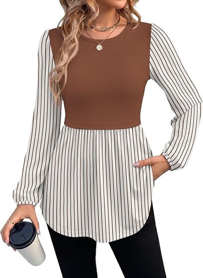 Women's 2026 Fall Fashion Peplum Tunic Tops