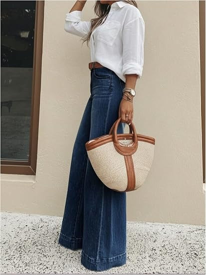 Women's High Waisted Stretchy Baggy Denim Pants