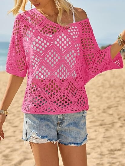 Women's Summer Crochet Cover Up Tops