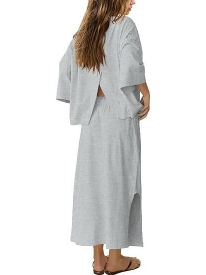 Women's Casual Loose 2‑Piece Maxi Skirt Outfit