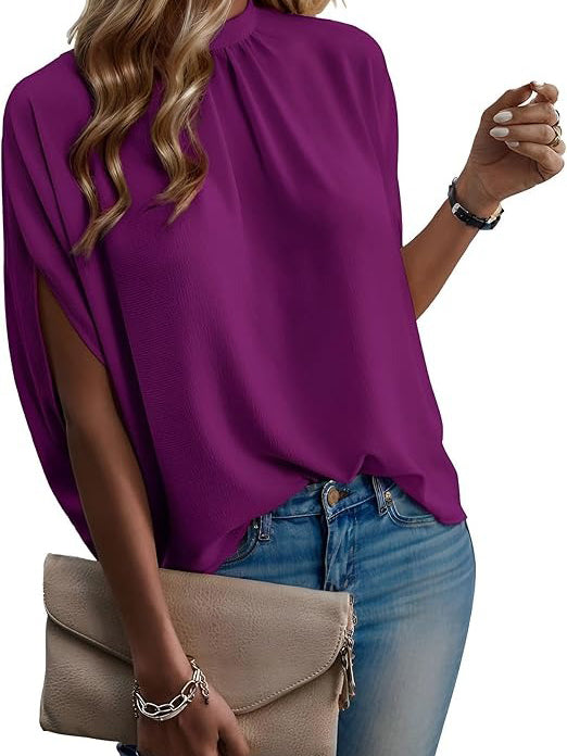 Women's Mock Neck Batwing Sleeve Blouse