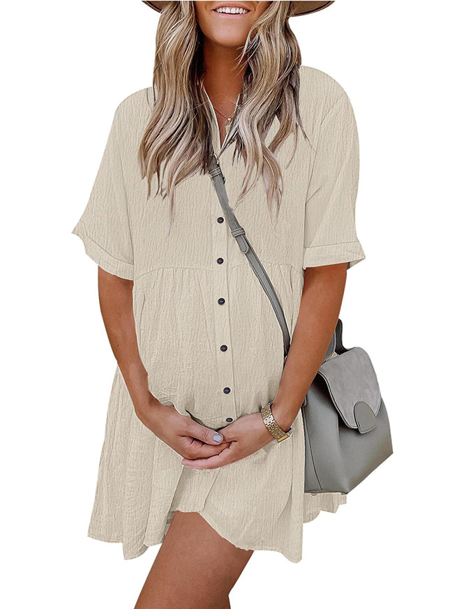 Women's Boho Print Button Front Babydoll Dress