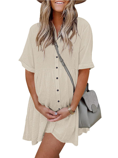 Women's Boho Print Button Front Babydoll Dress