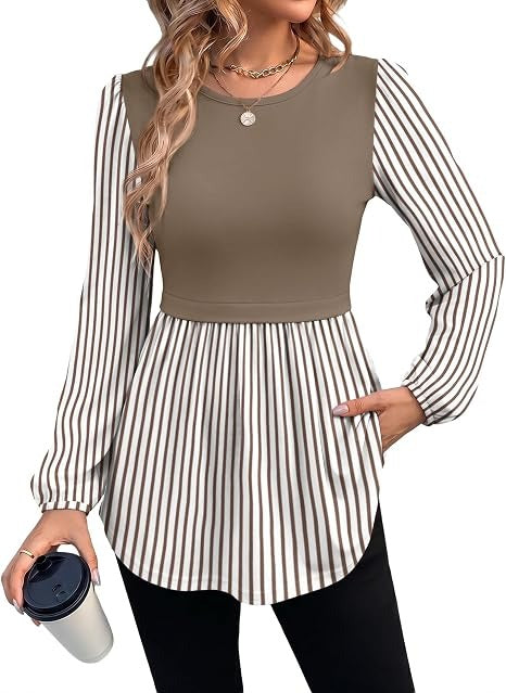 Women's 2026 Fall Fashion Peplum Tunic Tops