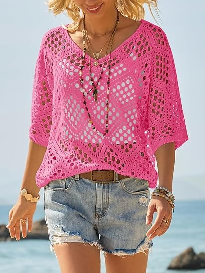 Women's Summer Crochet Cover Up Tops