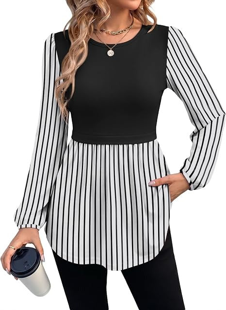 Women's 2026 Fall Fashion Peplum Tunic Tops