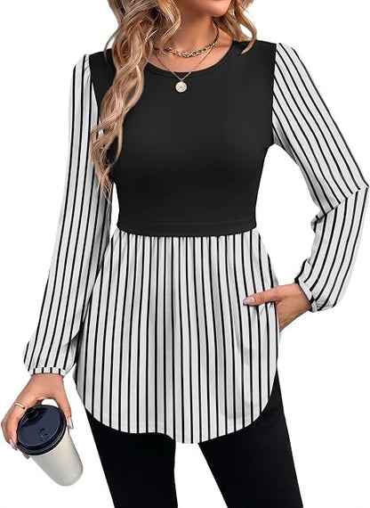 Women's 2026 Fall Fashion Peplum Tunic Tops