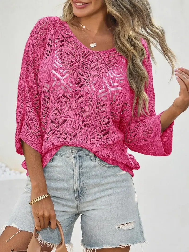 Women's Crochet Hollow Out Knit Top