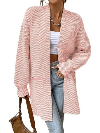 Women's Open Front Chevron Cardigan Sweaters